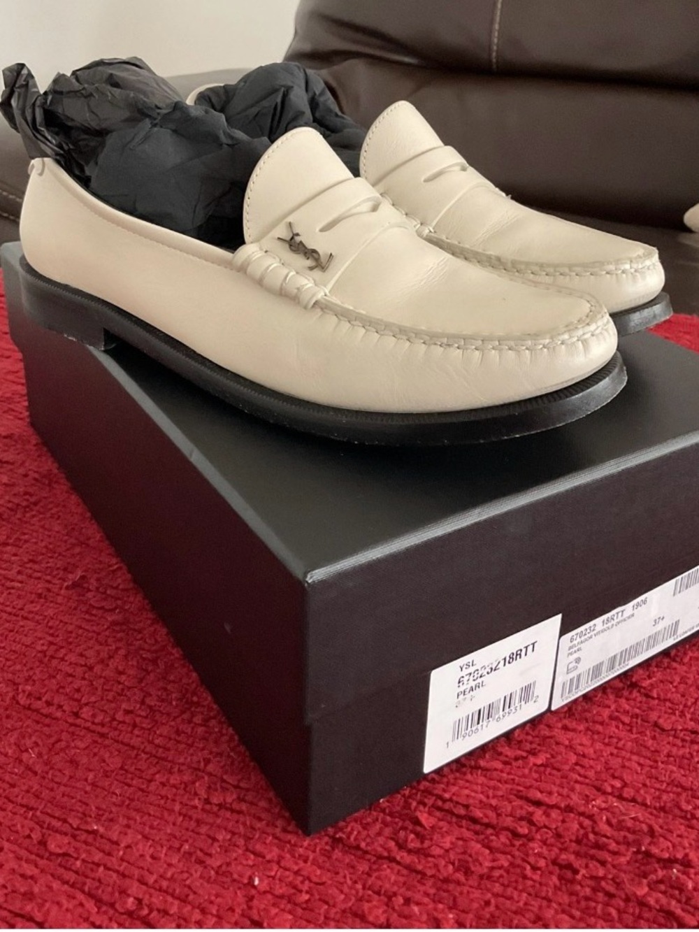 Saint Laurent White Leather Loafers - Picture 3 of 7